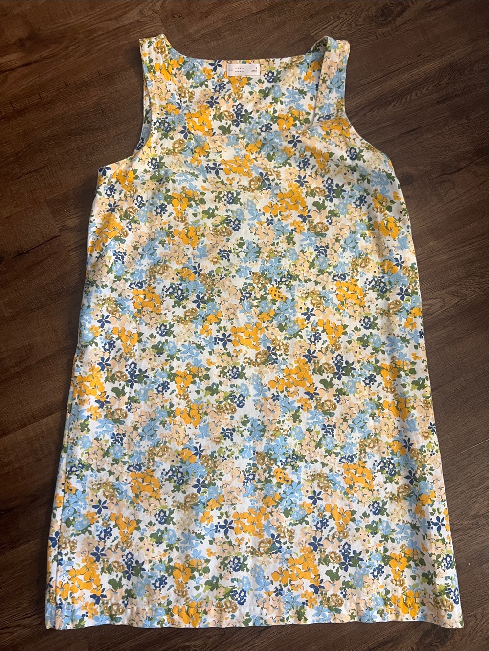 Floral Sleeveless Shift Dress - Yellow & Blue